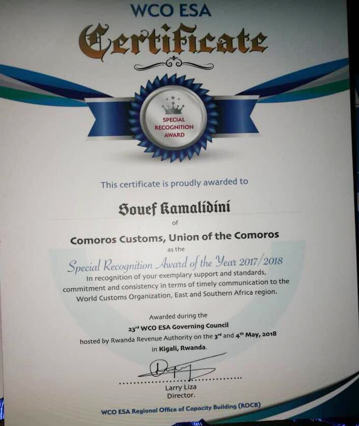 image 23ème Conseil d'administration de l'organisation mondiale des douanes / Kamalidine Soeuf distingué par ses paires